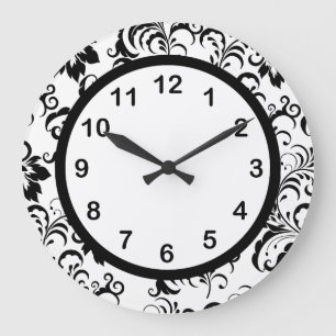 Schwarz-weiße Damassohle der Wall-Uhr (3) Große Wanduhr