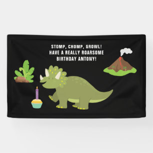 Schwarz-weiße Dinosaurier-Party zum 1. Geburtstag Banner