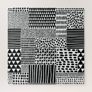 Schwarz-weiße Doodle: ethnisch nahtlos