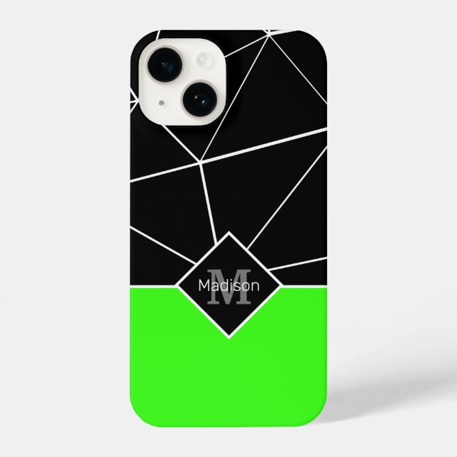 Schwarz-weiße Dreieck Geometrie negrün Monogramm iPhone 14 Hülle (Rückseite)