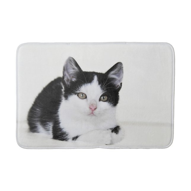Schwarz-weiße, durchdachte Kitten Bath Matts Badematte (Vorderseite)