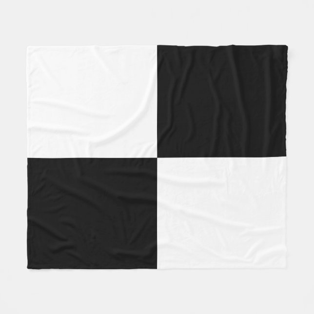 Schwarz-weiße eckige Rechtecke Fleecedecke (Vorderseite (Horizontal))