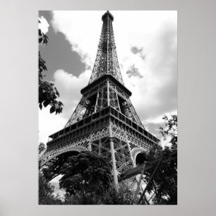Schwarz-weiße Eiffelturm in Paris Poster