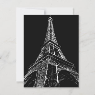 Schwarz Weiße Eiffelturm Paris Reise Vintage  Postkarte