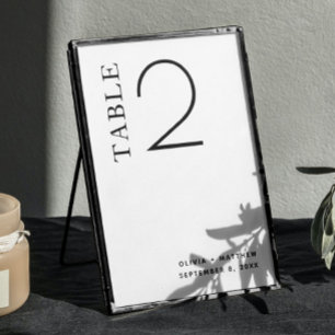 Schwarz-weiße einfache saubere minimalistische Hoc Tischnummer