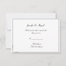 Schwarz-weiße Elegance Brides Wedding Response Car RSVP Karte