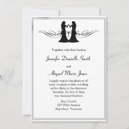 Schwarz-weiße Elegance Gay Brides Hochzeit Einladu Einladung