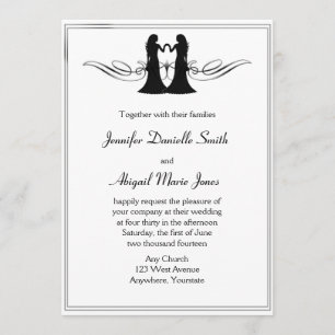 Schwarz-weiße Elegance Gay Brides Hochzeit Einladu Einladung