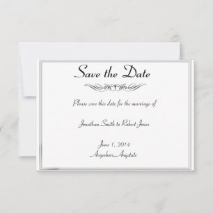 Schwarz-weiße Elegance Groom Wedding Save the Date