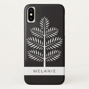 Schwarz-weiße elegante botanische Tropenzweig Case-Mate iPhone Hülle