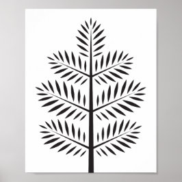 Schwarz-weiße elegante botanische Tropenzweig Poster