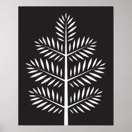 Schwarz-weiße elegante botanische tropische Zweigs Poster