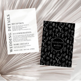 Schwarz-weiße elegante Hochzeitskarten Begleitkarte