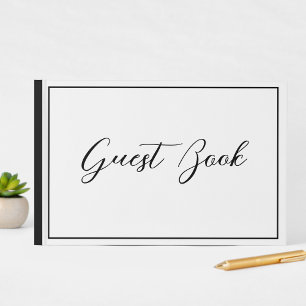 Schwarz Weiße elegante Kalligrafie-Schrift Gästebuch