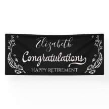 Schwarz-weiße Elegante Monogram Happy Retirement
