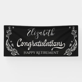 Schwarz-weiße Elegante Monogram Happy Retirement Banner
