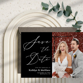 Schwarz-weiße, elegante Skripte Moderne Hochzeit d Save The Date