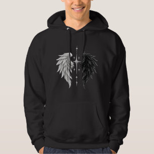 Schwarz-Weiße Engel Flügel Gothic T-Shirt Engel Hoodie