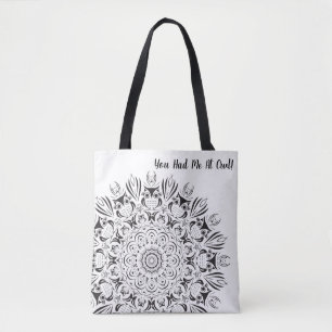 Schwarz-weiße Eulen-Mandala-Wiederverschlusstasche Tasche