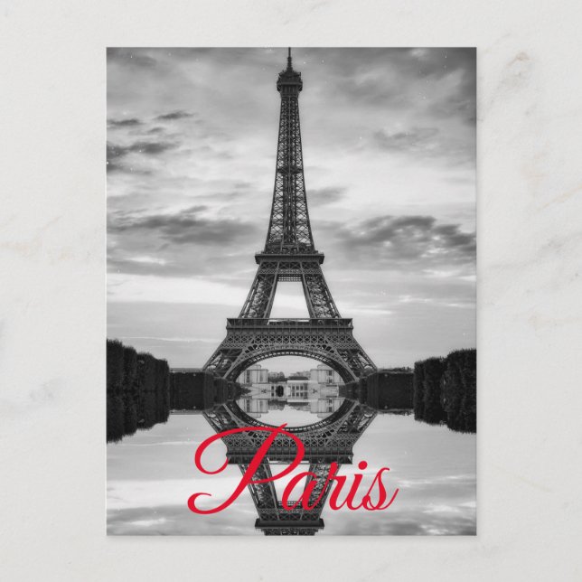 Schwarz-weiße europäische Reise Eiffel-Turm-Paris Postkarte (Vorderseite)