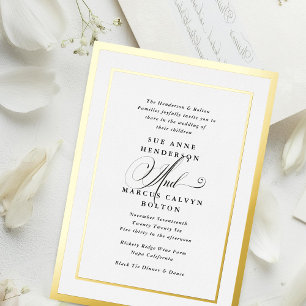 Schwarz-Weiße fancy Kalligrafie-Folie Hochzeit Folieneinladung