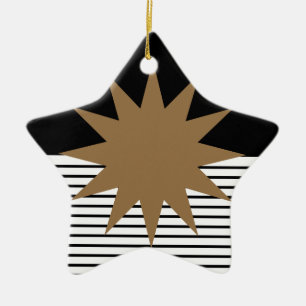Schwarz-weiße Farbkombination und Braun Keramik Ornament