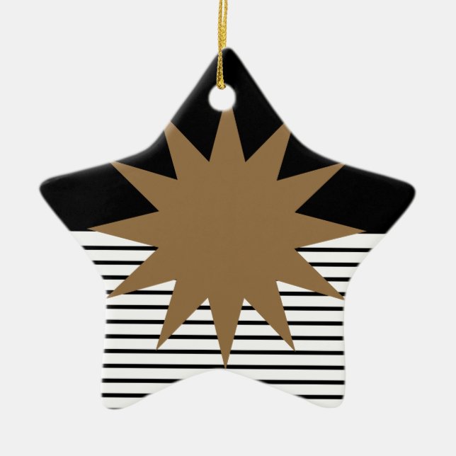 Schwarz-weiße Farbkombination und Braun Keramik Ornament (Vorne)