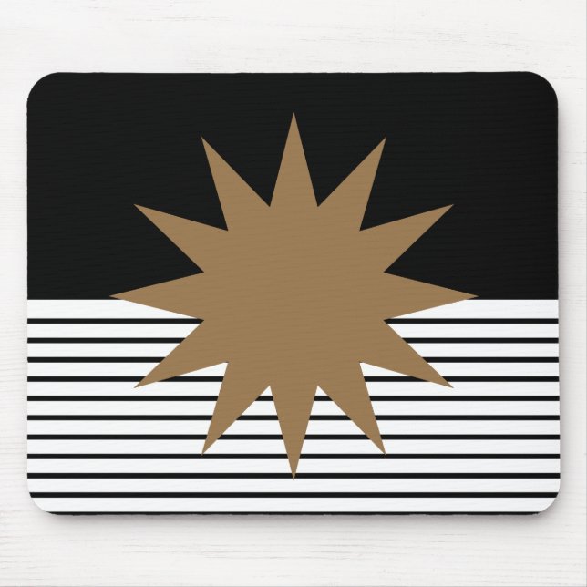 Schwarz-weiße Farbkombination und Braun Mousepad (Vorne)