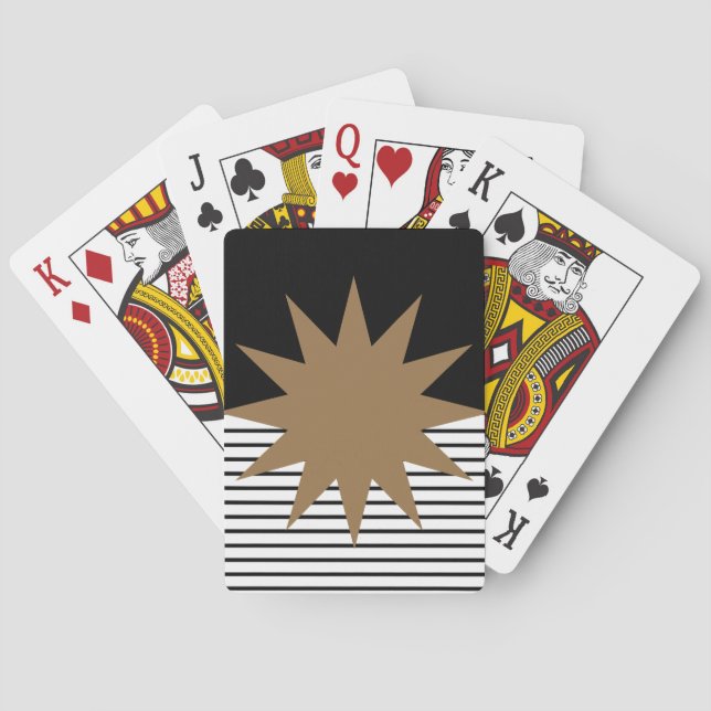 Schwarz-weiße Farbkombination und Braun Spielkarten (Rückseite)