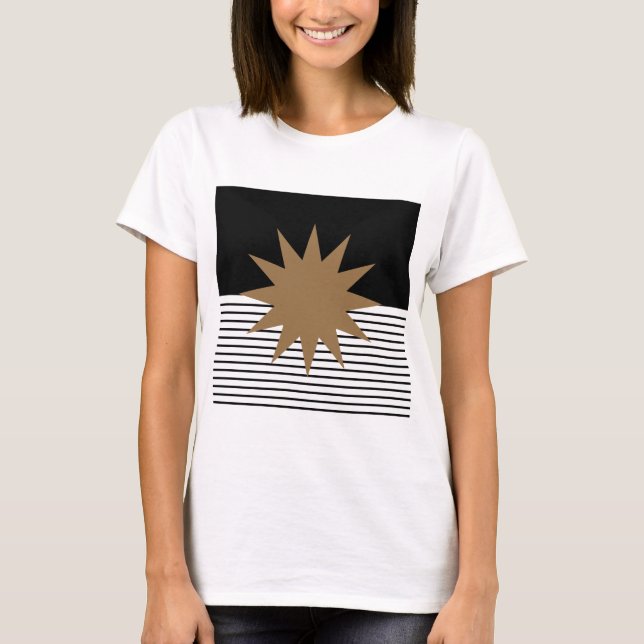 Schwarz-weiße Farbkombination und Braun T-Shirt (Vorderseite)