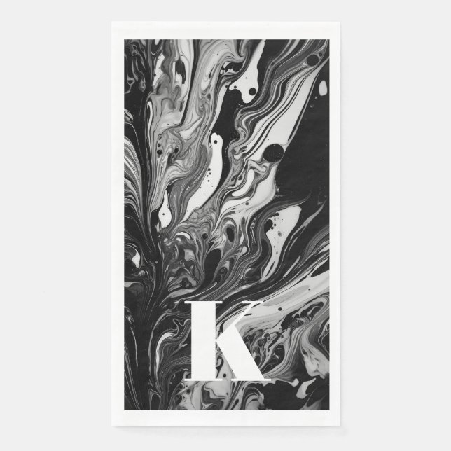 Schwarz-weiße Farbtöne für den Anfangsbuchstaben Serviette (Vorderseite)