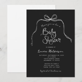 Schwarz-weiße fette Bow Baby Dusche Einladung