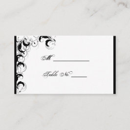 Schwarz-weiße Filigree Vintage Wedding Platzkarten