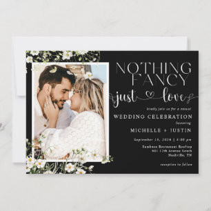 Schwarz Weiße Florale Casual Hochzeit Einfach Lieb Einladung