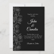 Schwarz-weiße florale Linienkunst-Hochzeit