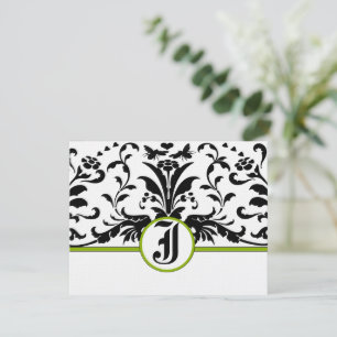 Schwarz-weiße florale viktorianische Antwortkarte RSVP Karte