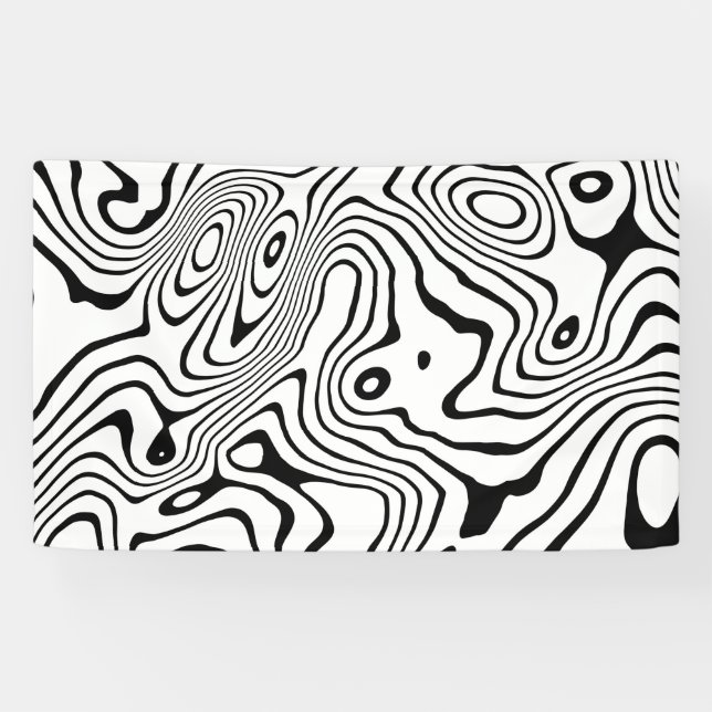 Schwarz-weiße flüssige Verwirbelung Banner (Horizontal)
