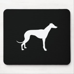 Schwarz-weiße Form eines Windhundes Mousepad