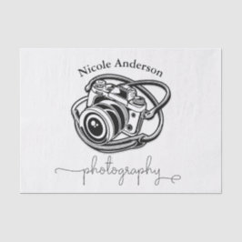 Schwarz-weiße Fotografiekamera-Logo Grafik Seidenpapier