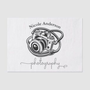 Schwarz-weiße Fotografiekamera-Logo Grafik Seidenpapier