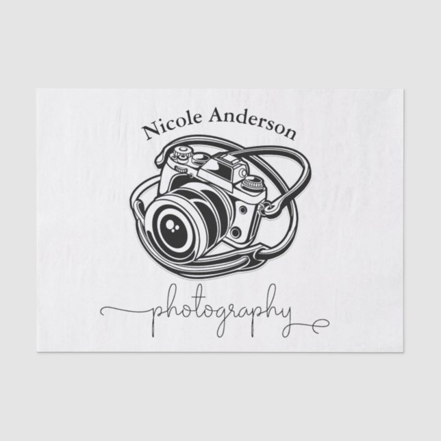 Schwarz-weiße Fotografiekamera-Logo Grafik Seidenpapier (Vorderseite)