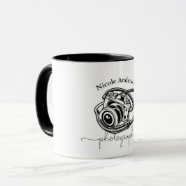 Schwarz-weiße Fotografiekamera-Logo Grafik Tasse