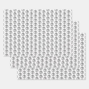 Schwarz-weiße Fragezeichen Muster 3D Geschenkpapier Set