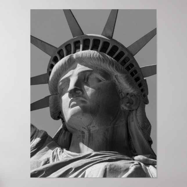 Schwarz-weiße Freiheitsstatue Nah Up Foto Poster (Vorne)