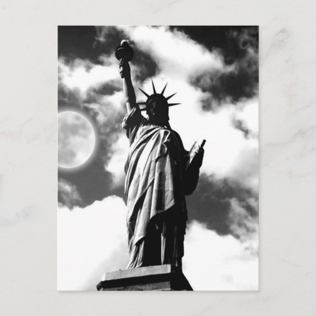 Schwarz-weiße Freiheitsstatue New York Postcard Postkarte (Vorderseite)