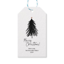Schwarz-weiße frohe, einfache Weihnachtsbaum-Gesch