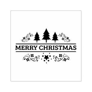 Schwarz-weiße frohe Weihnachten Gummistempel