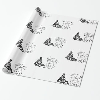 Schwarz-weiße frohe Weihnachtsbaumen Zitat Geschen Geschenkpapier