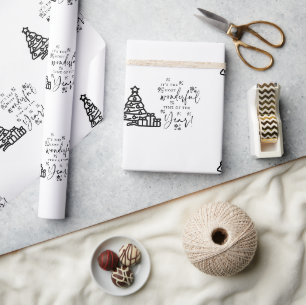 Schwarz-weiße frohe Weihnachtsbaumen Zitat Geschen Geschenkpapier