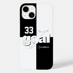 Schwarz-weiße Fußball-Mädchennummer Case-Mate iPhone 14 Hülle